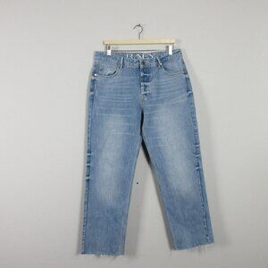 Raey Raw Hem Straight Leg Jeans Women's Size 30 Blue Button Fly Y2K Organic 740